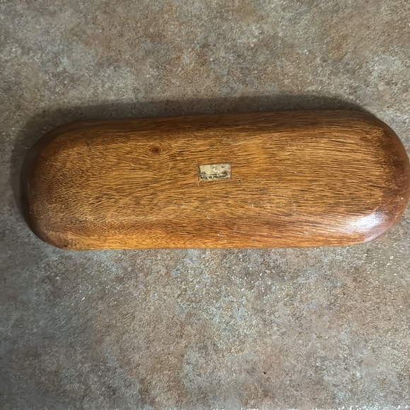Vintage teak bowl and spoon set on an oval tray - Picture 2 of 3